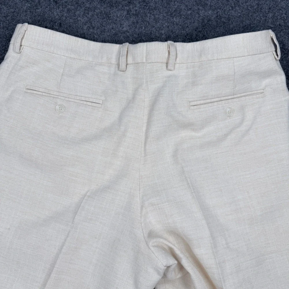 Top Hat New York Mens 38 Dress Pants Oatmeal Cream Textured Straight Leg USA